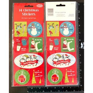 14 Christmas Glitter Stickers Designer Greetings Festive Holiday Designs AC-1911